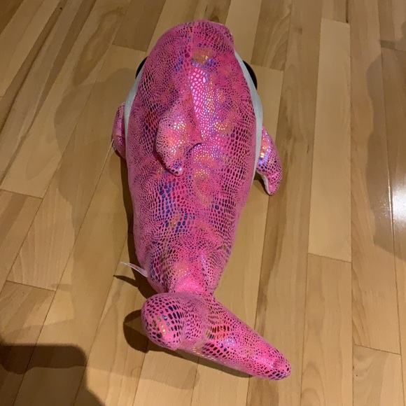 VEUC TY Sparkles Plush Pink Dolphin Glittery And Sparkly 21" Stuffed Animal Toy - Picture 6 of 14